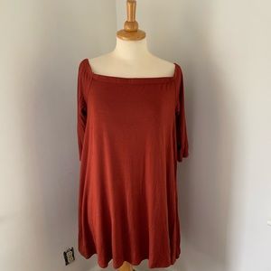 Off the shoulder rust dress